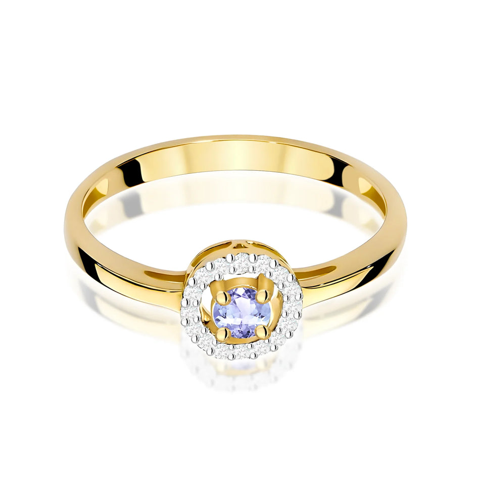 Zlatý prsten s 0,15 ct tanzanitem a 0,08 ct diamanty