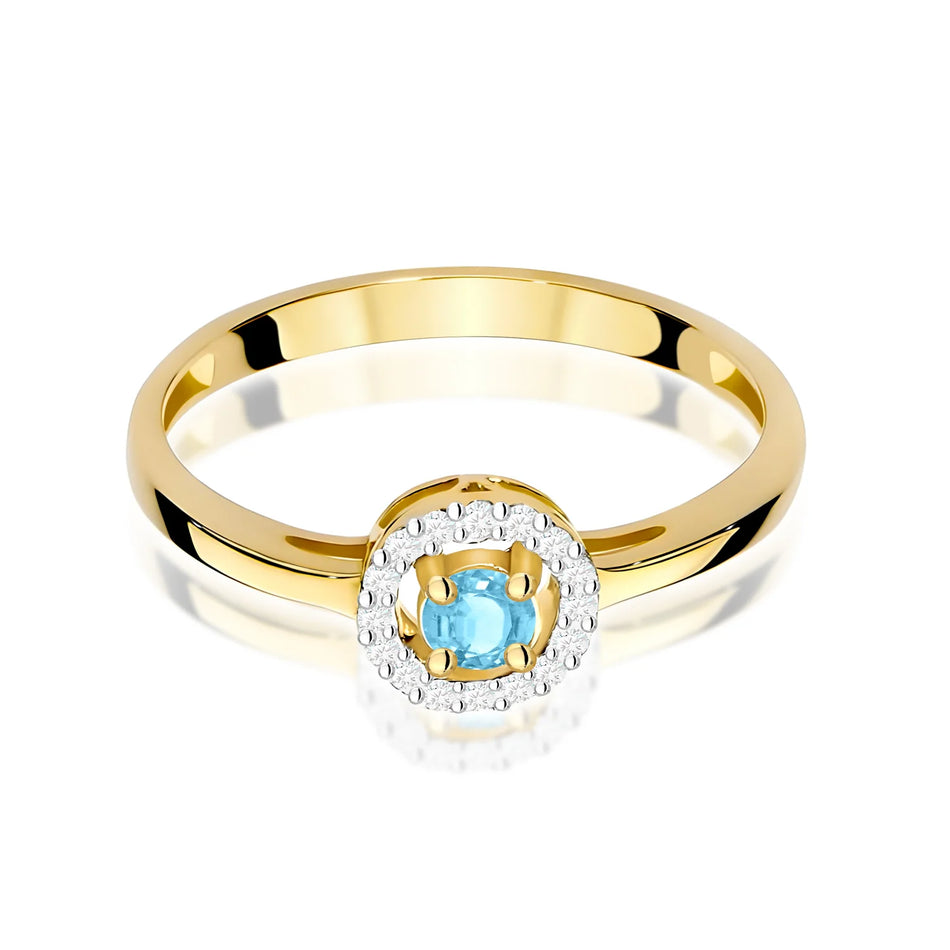 Zlatý prsten s topazem 0,15 ct a diamanty 0,08 ct