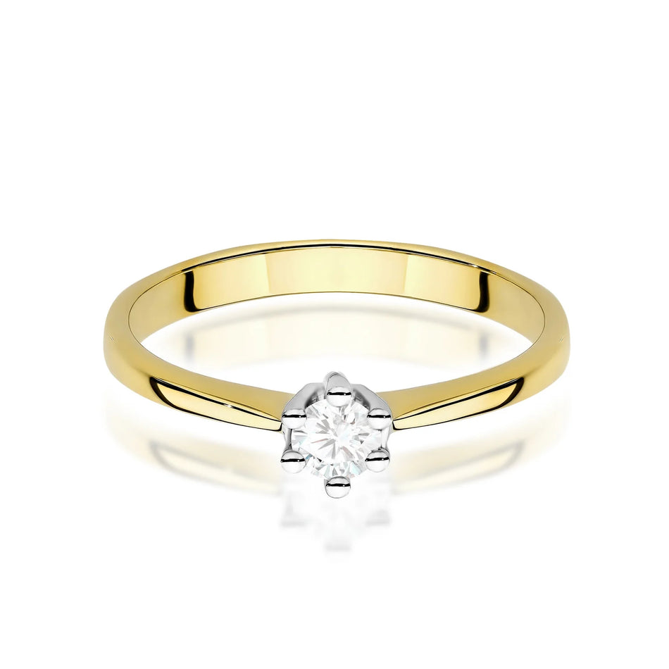 Prsten ze žlutého zlata s kulatým lab-grown diamantem 0,15 ct