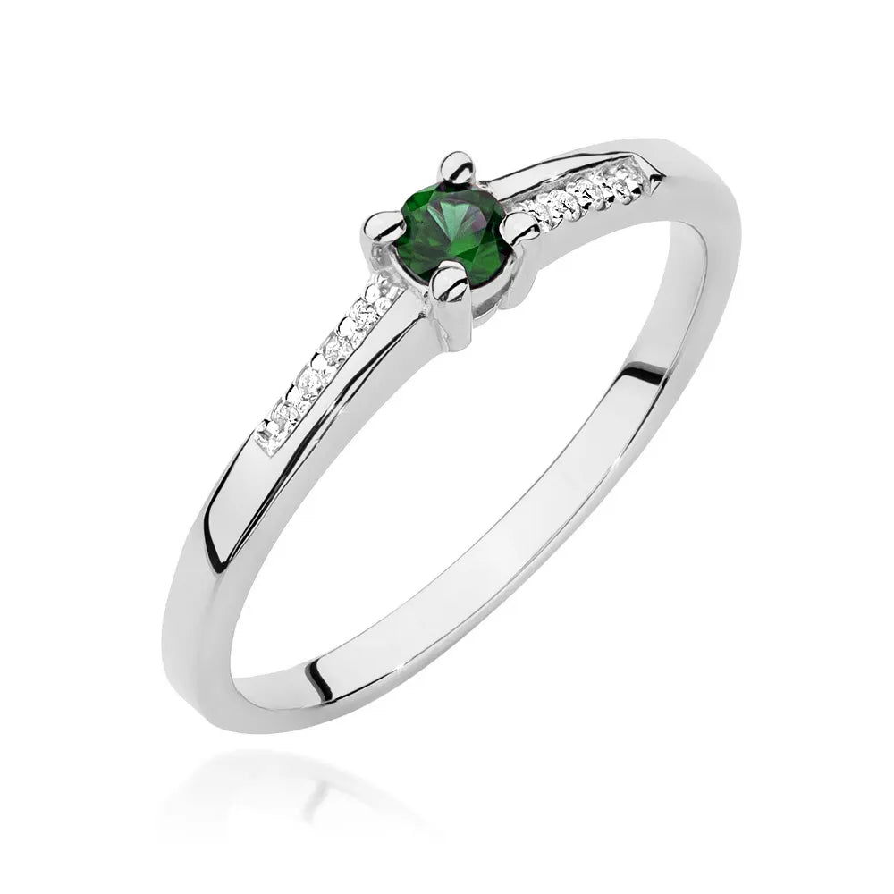 zlatý prsten s 0,15ct smaragdem a 0,04ct diamanty w0258-emg-01