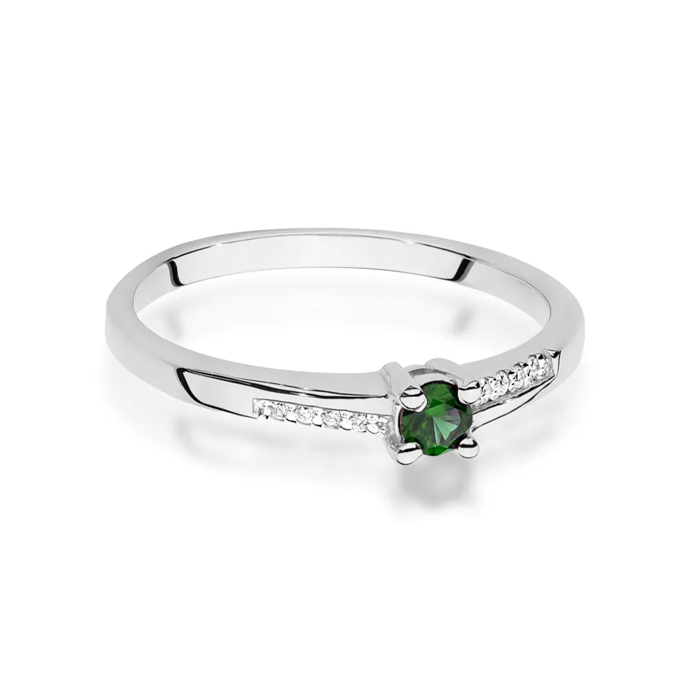 zlatý prsten s 0,15ct smaragdem a 0,04ct diamanty w0258-emg-01