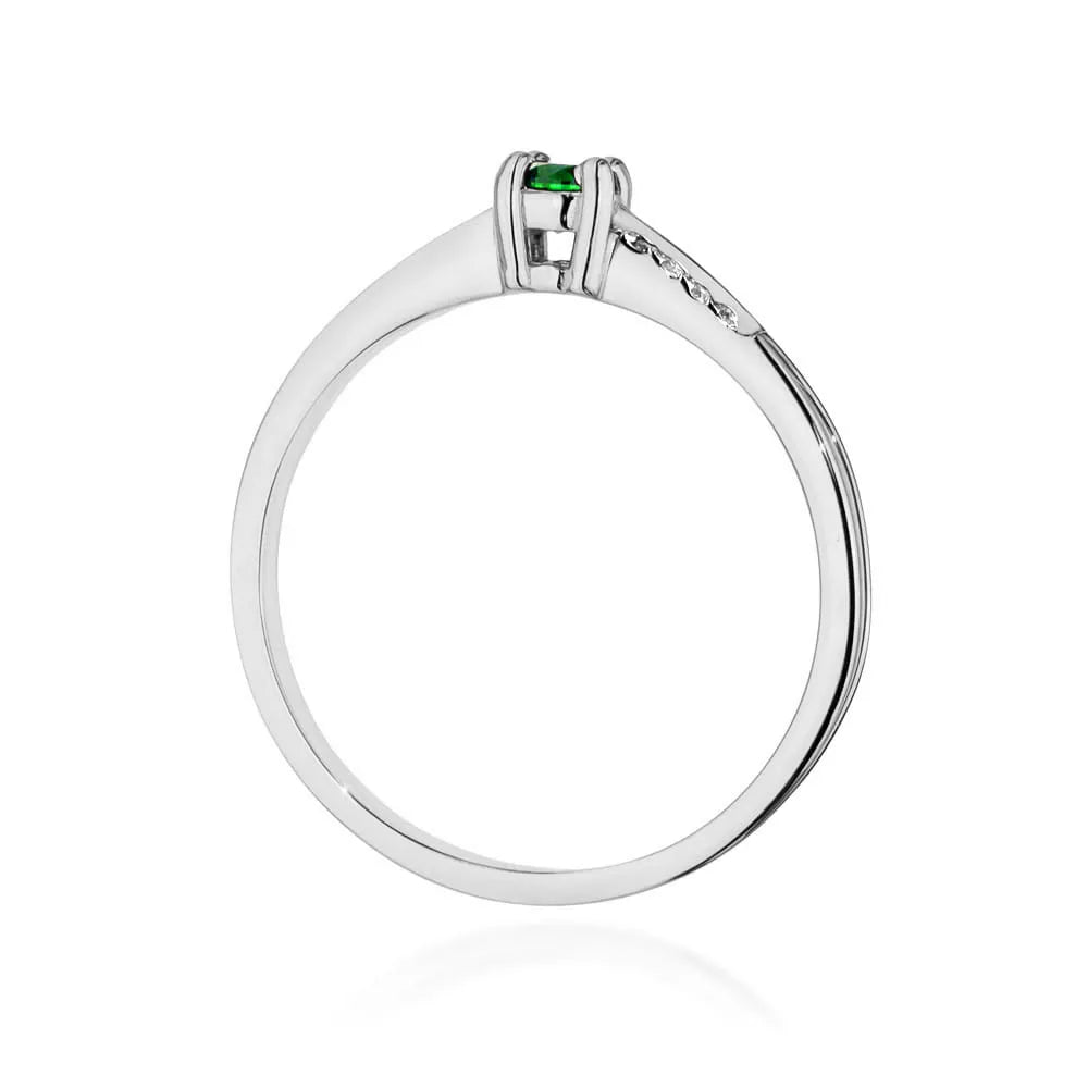 zlatý prsten s 0,15ct smaragdem a 0,04ct diamanty w0258-emg-01