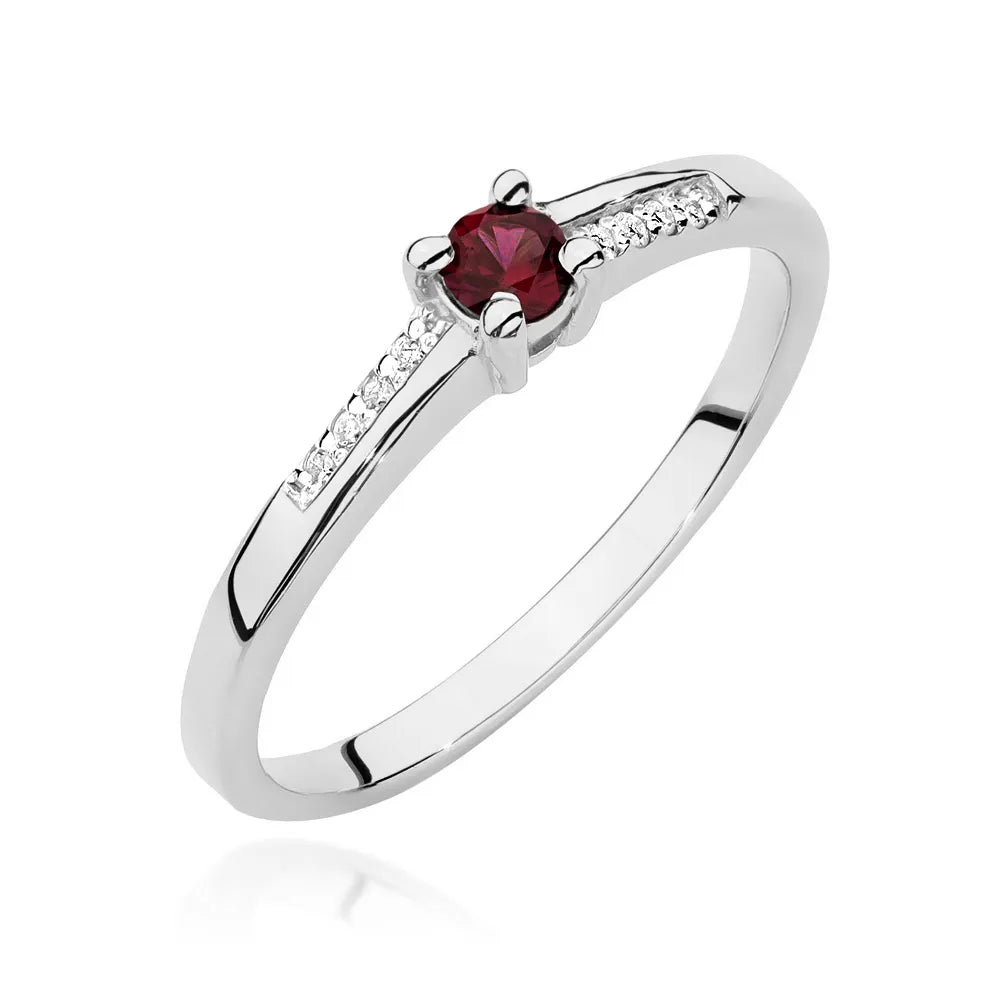 zlatý prsten s 0,15ct rubínem a 0,04ct diamanty w0258-rur-01