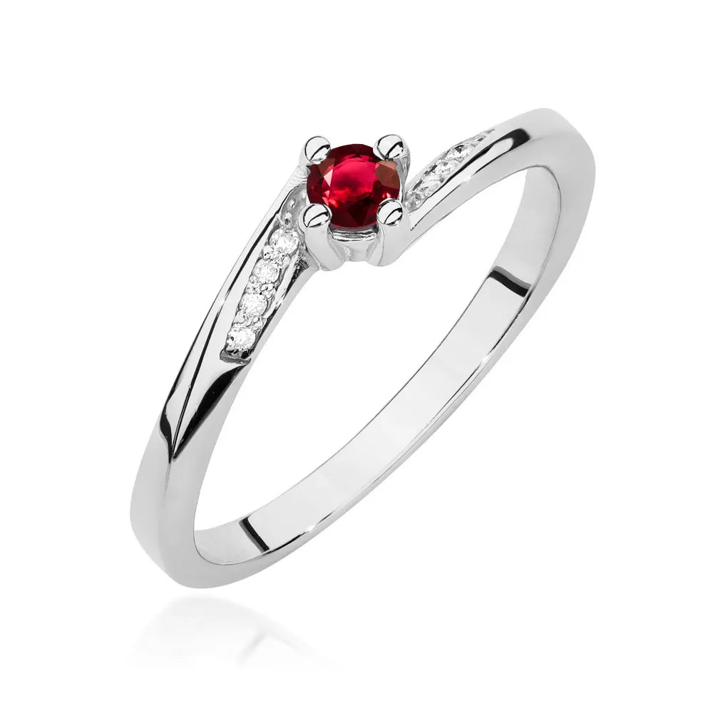 zlatý prsten s 0,15ct rubínem a 0,04ct diamanty w0262-rur-01