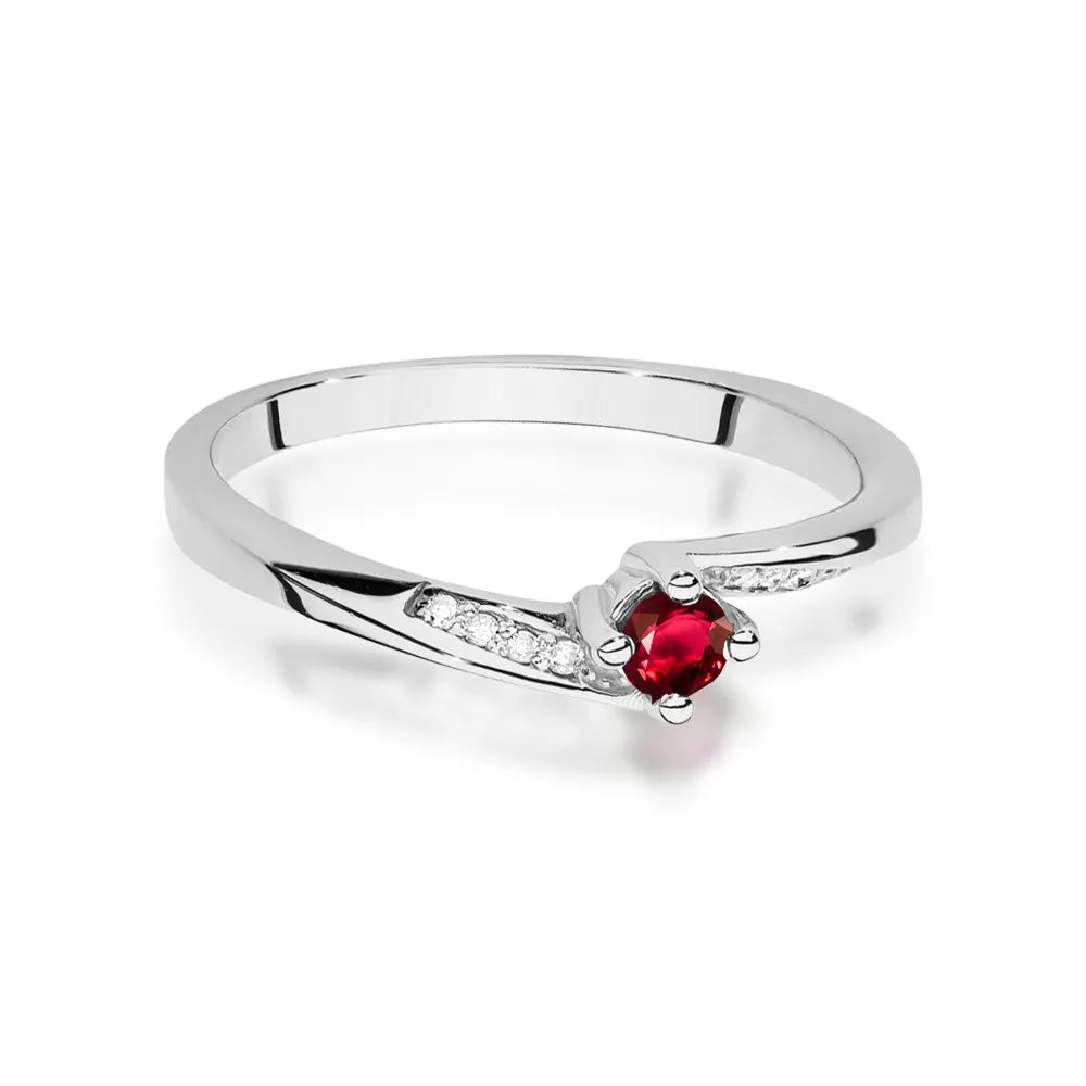 zlatý prsten s 0,15ct rubínem a 0,04ct diamanty w0262-rur-01