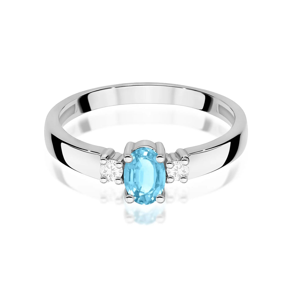 Prsten z bílého zlata s topazem 0,50 ct a diamanty 0,08 ct
