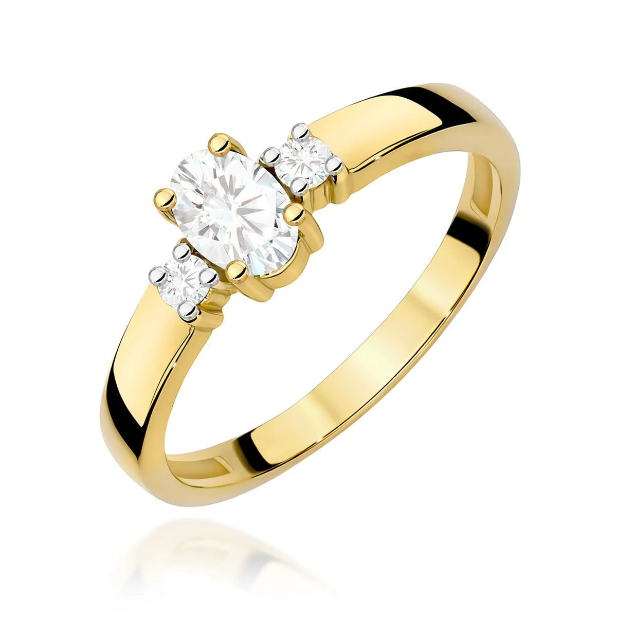 Prsten ze žlutého zlata s lab-grown diamanty 0,40 ct a 0,08 ct