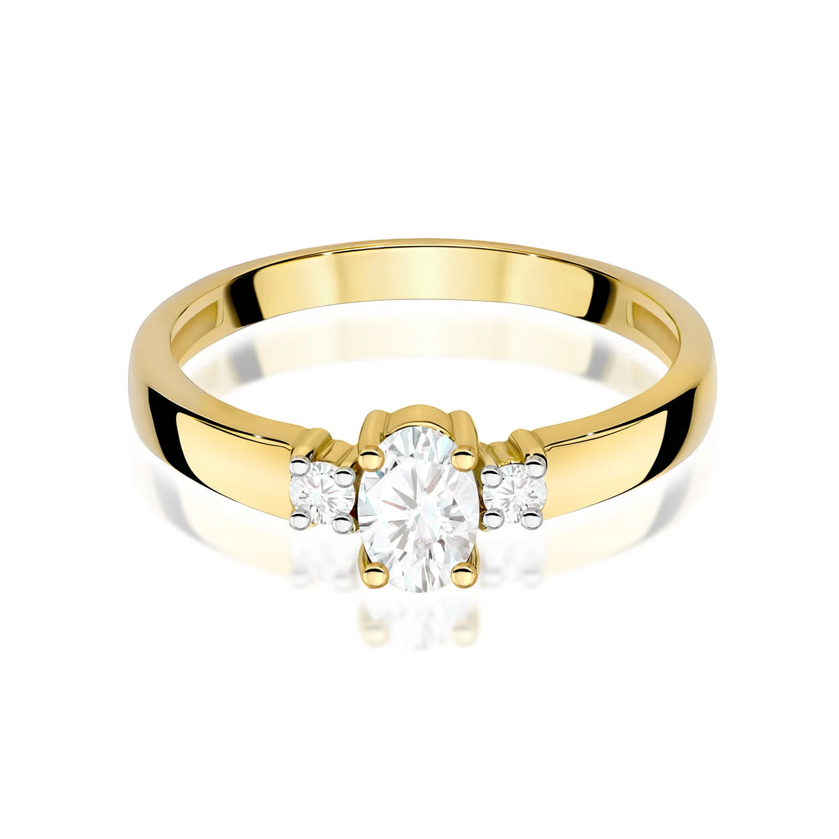 Prsten ze žlutého zlata s lab-grown diamanty 0,40 ct a 0,08 ct