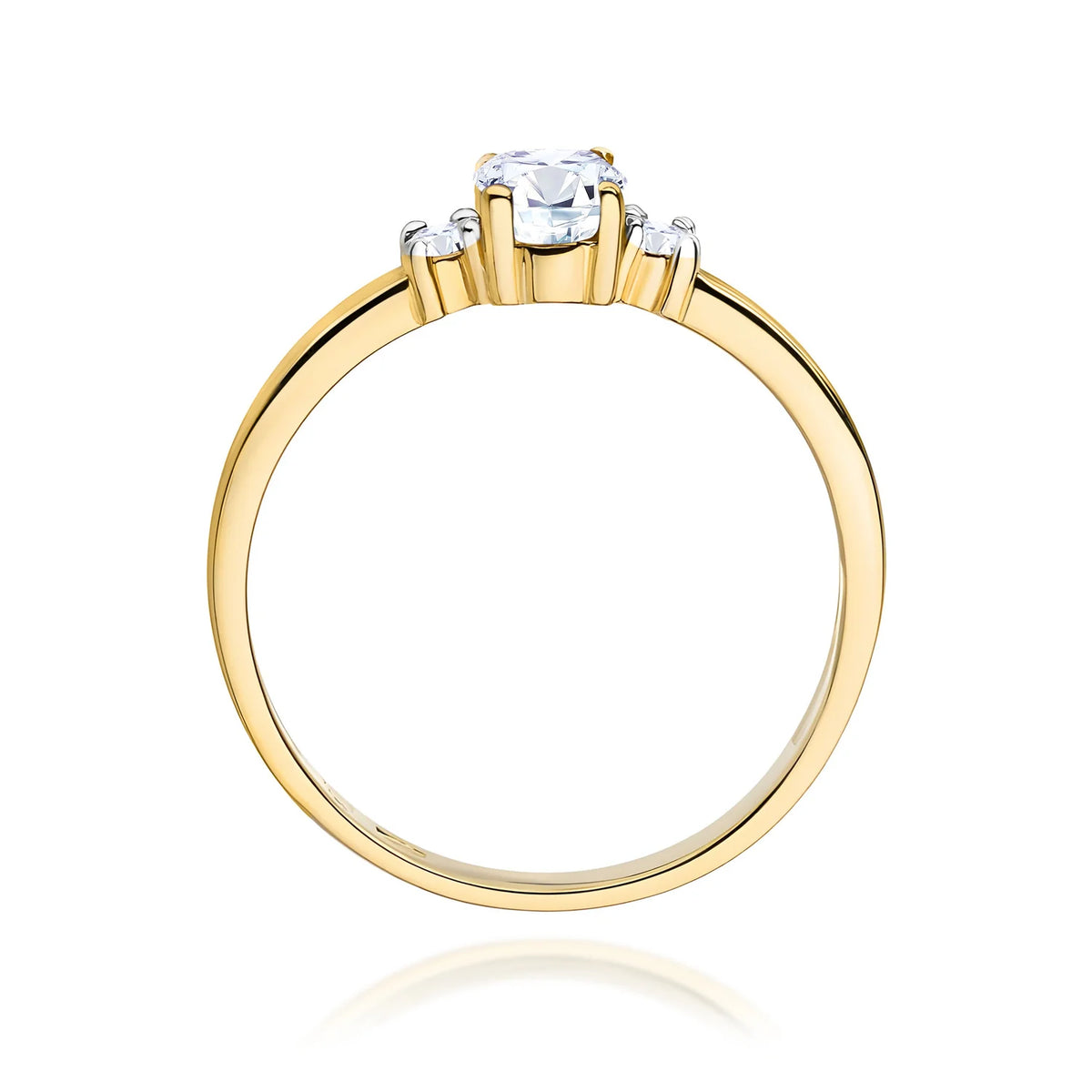 Prsten ze žlutého zlata s lab-grown diamanty 0,40 ct a 0,08 ct