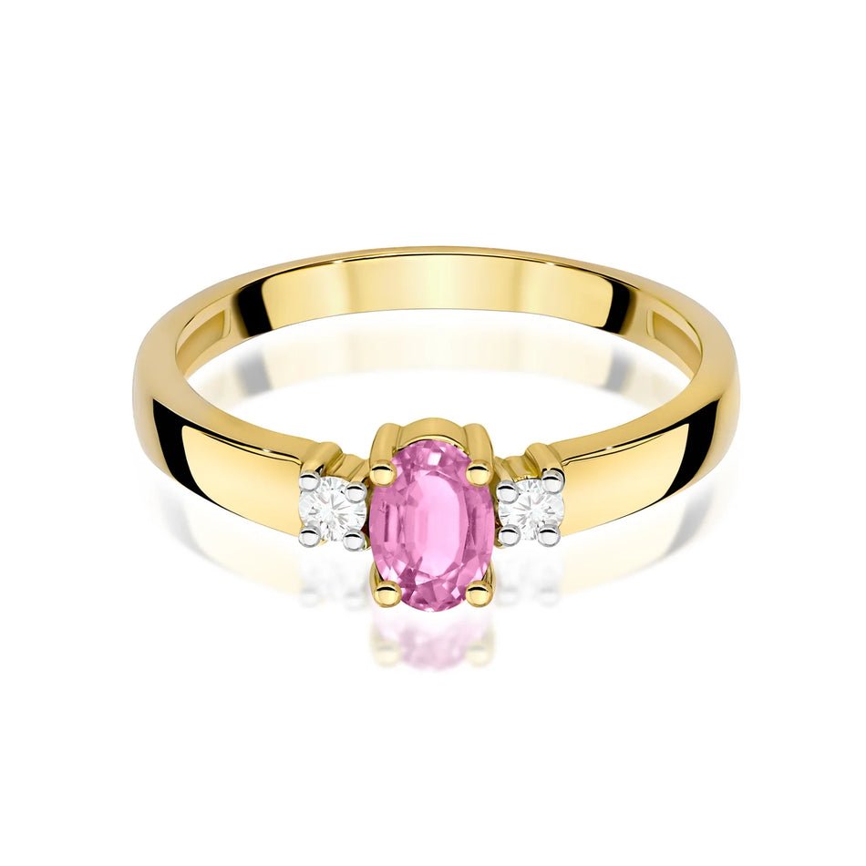Zlatý prsten s růžovým safírem 0,45 ct a diamanty 0,08 ct