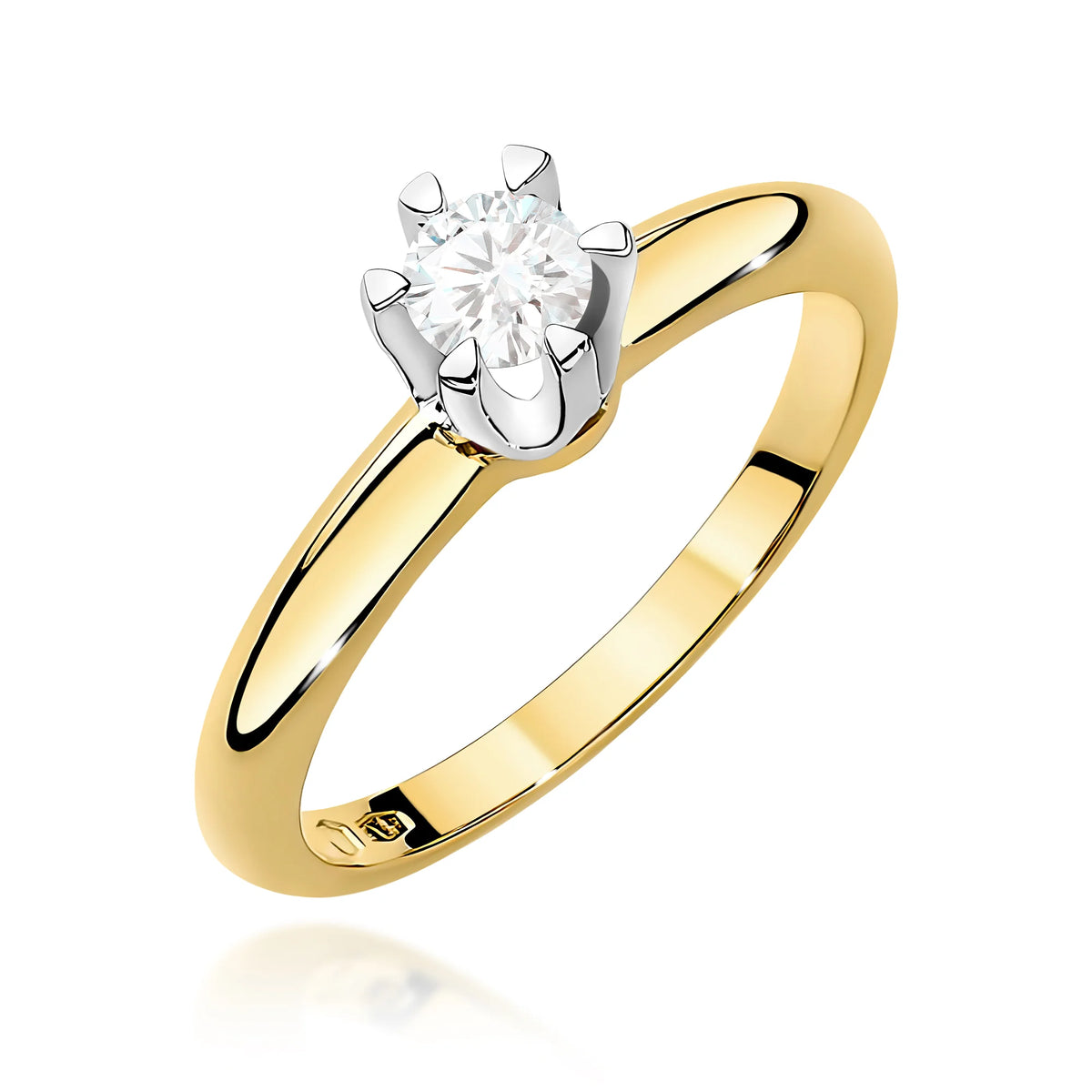 Prsten ze žlutého zlata s kulatým lab-grown diamantem 0,30 ct