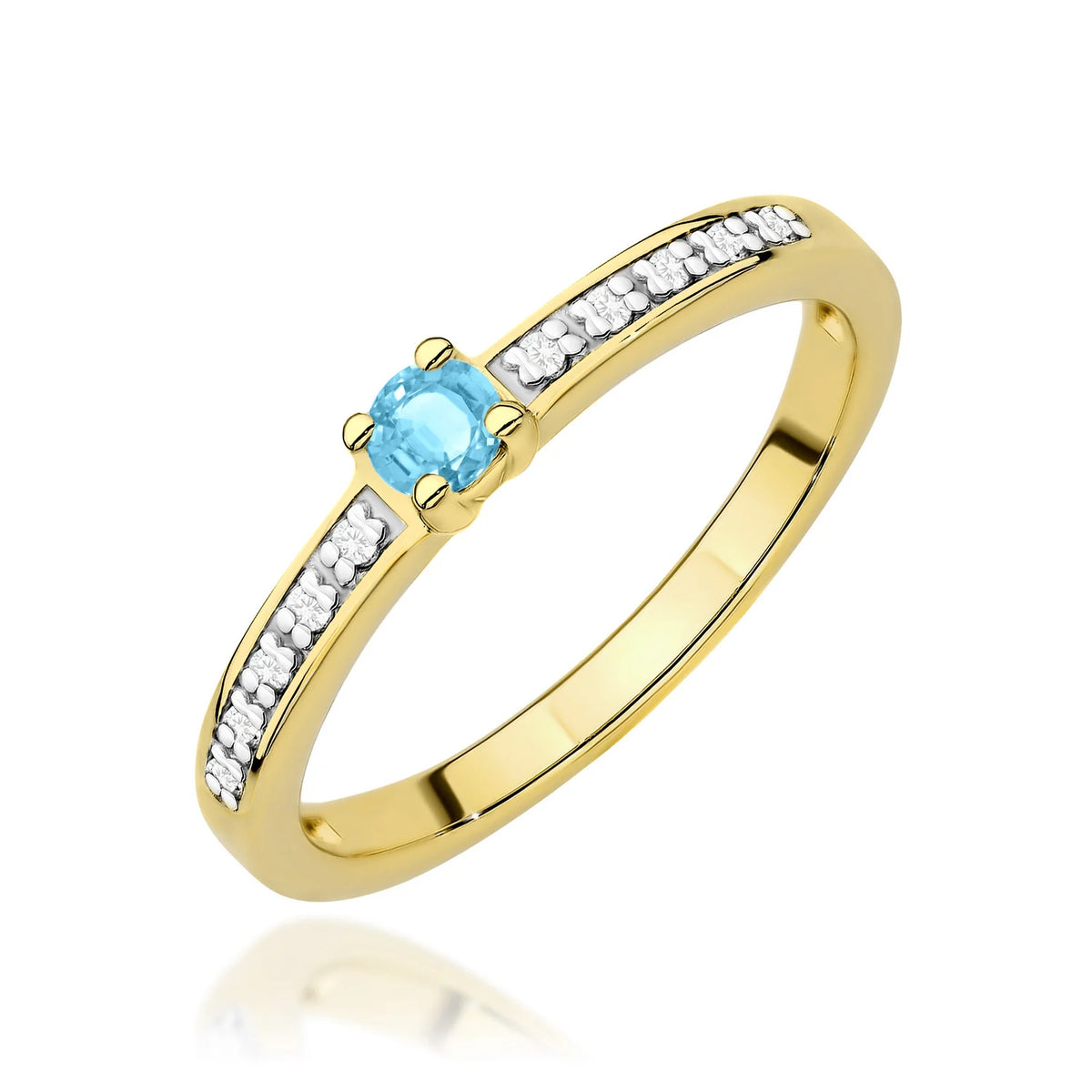 Zlatý prsten s topazem 0,15 ct a diamanty 0,05 ct