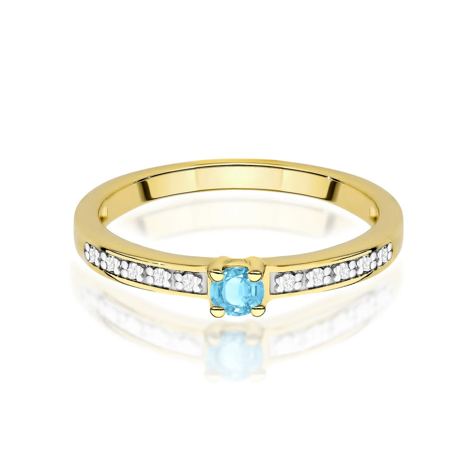 Zlatý prsten s topazem 0,15 ct a diamanty 0,05 ct