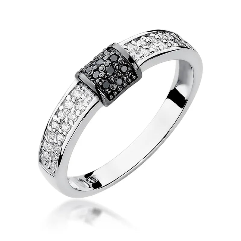 sada zlatých prstenů s černými a bílými diamanty 0,19 ct w0297-xxx-01