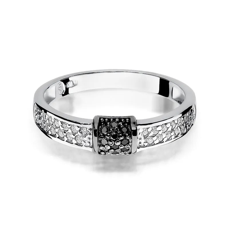 sada zlatých prstenů s černými a bílými diamanty 0,19 ct w0297-xxx-01