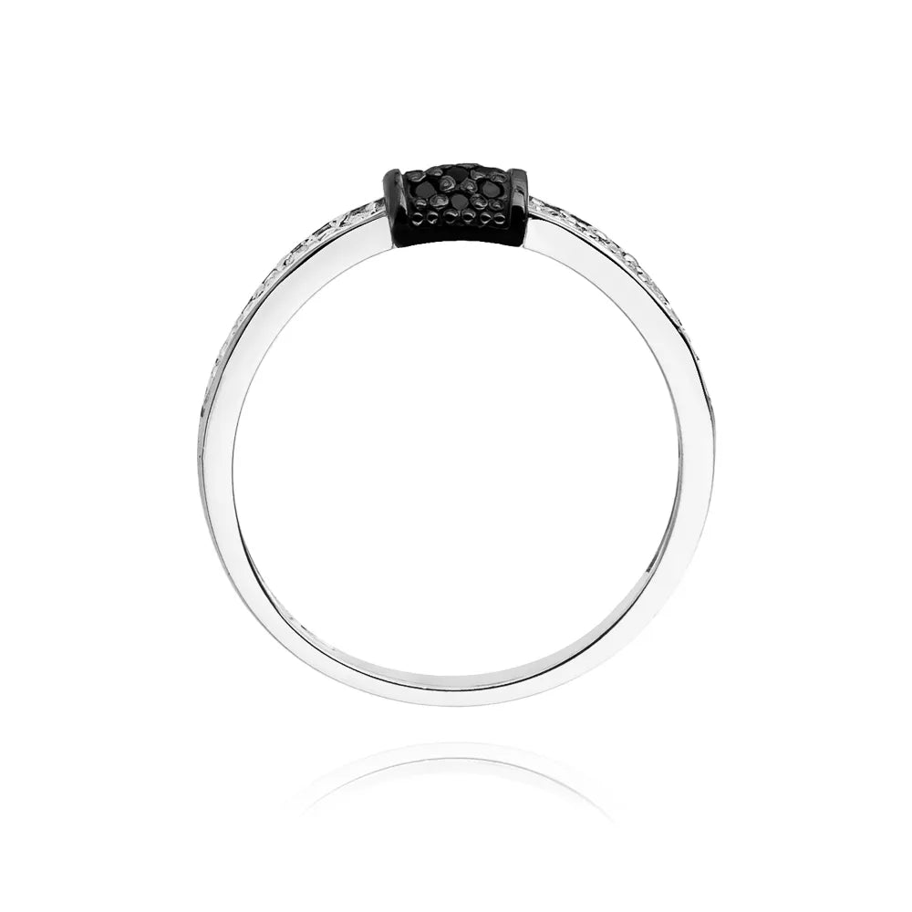 sada zlatých prstenů s černými a bílými diamanty 0,19 ct w0297-xxx-01