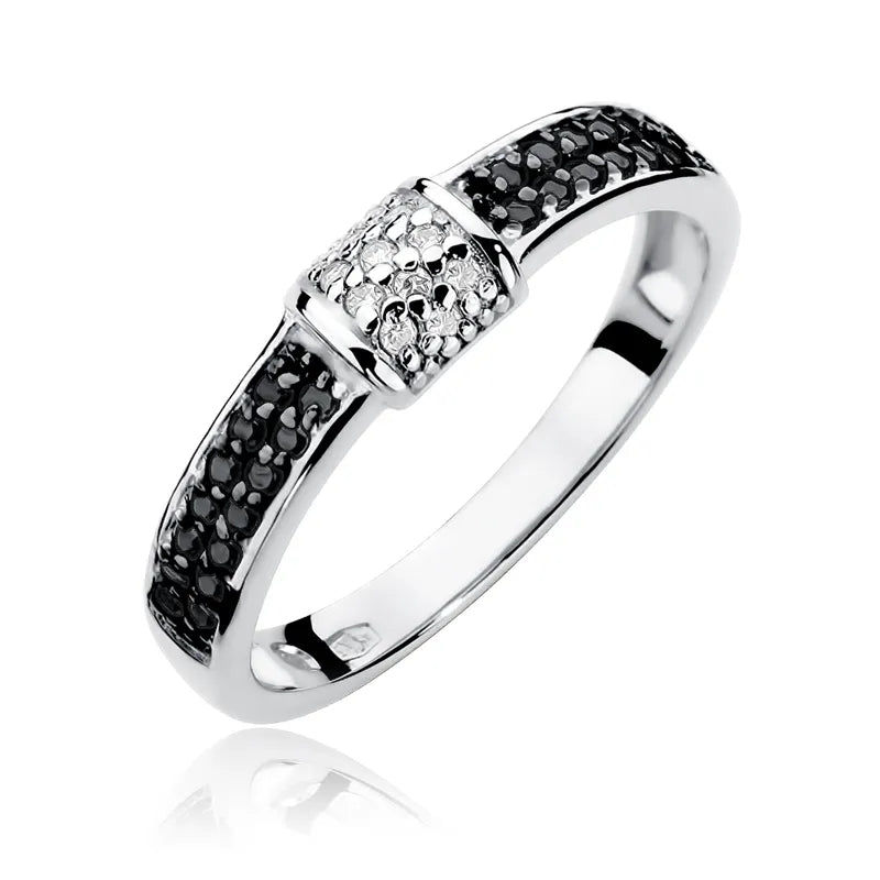 sada zlatých prstenů s černými a bílými diamanty 0,19 ct w0297-xxx-02