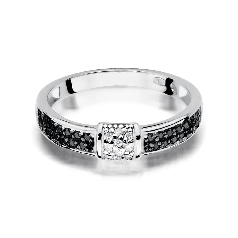 sada zlatých prstenů s černými a bílými diamanty 0,19 ct w0297-xxx-02