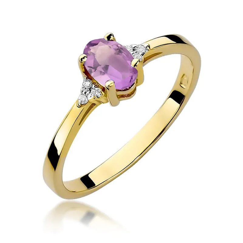 zlatý prsten s 0,40 ct ametystem a 0,052 ct diamanty w0301-amv-01