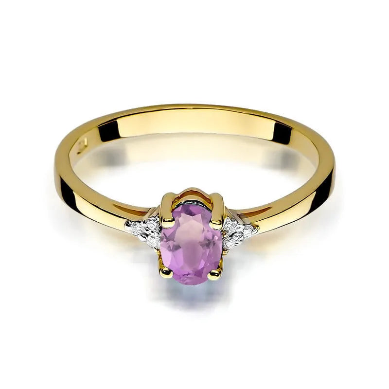 zlatý prsten s 0,40 ct ametystem a 0,052 ct diamanty w0301-amv-01
