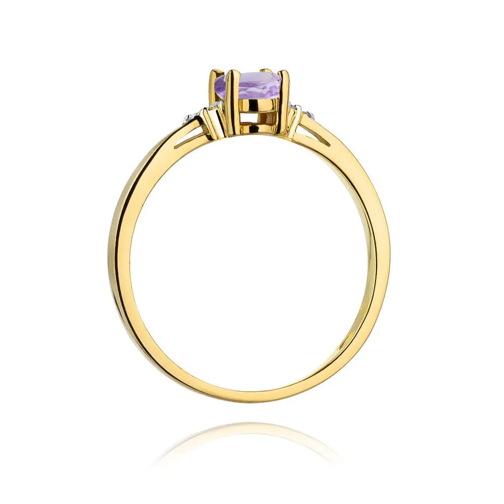 zlatý prsten s 0,40 ct ametystem a 0,052 ct diamanty w0301-amv-01