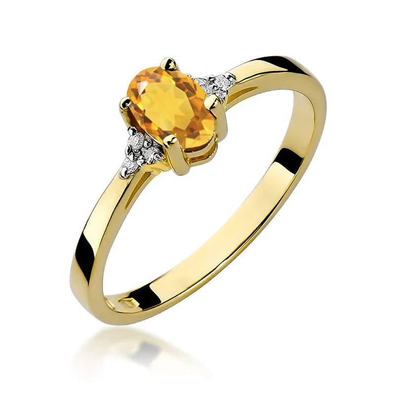 zlatý prsten s 0,60ct citrínem a 0,052ct diamanty w0301-ciy-01