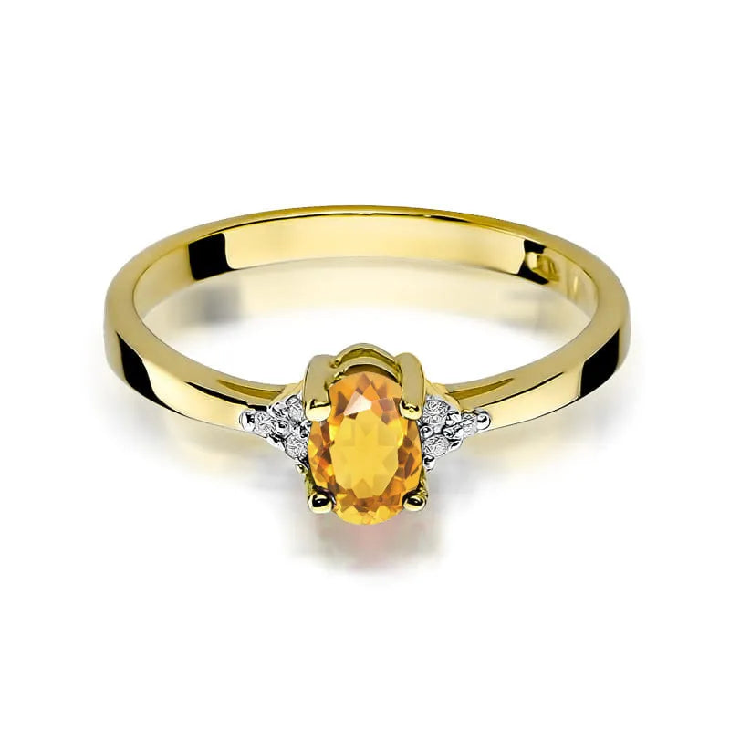 zlatý prsten s 0,60ct citrínem a 0,052ct diamanty w0301-ciy-01