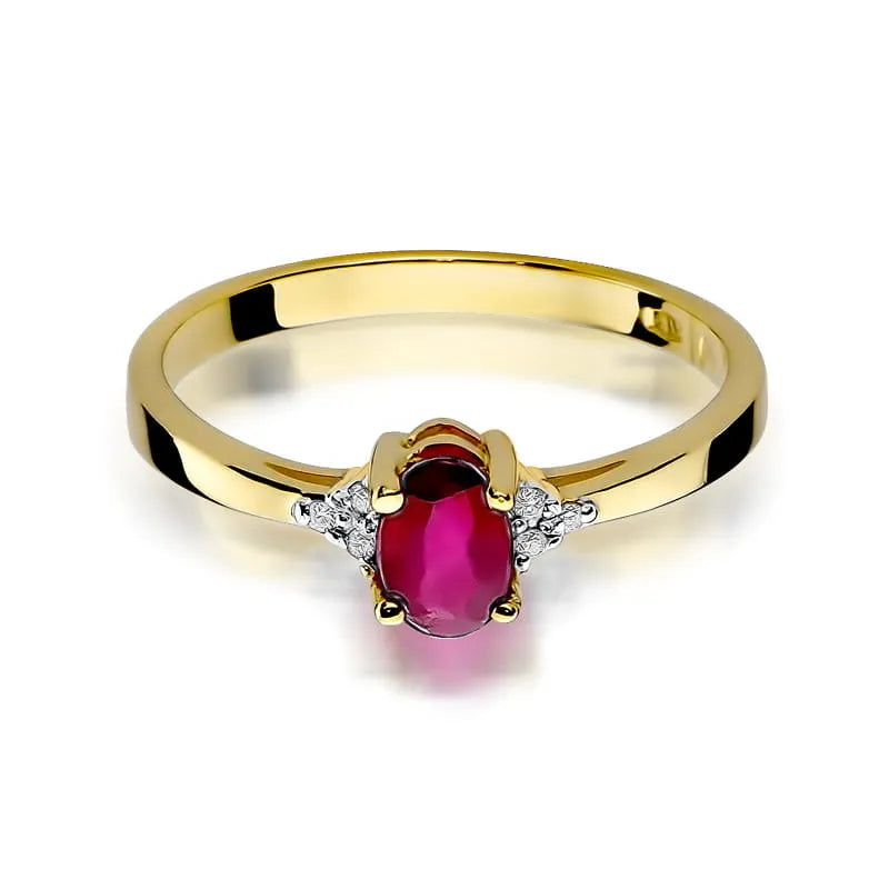 zlatý prsten s 0,60ct rubínem a 0,052ct diamanty w0301-rur-01
