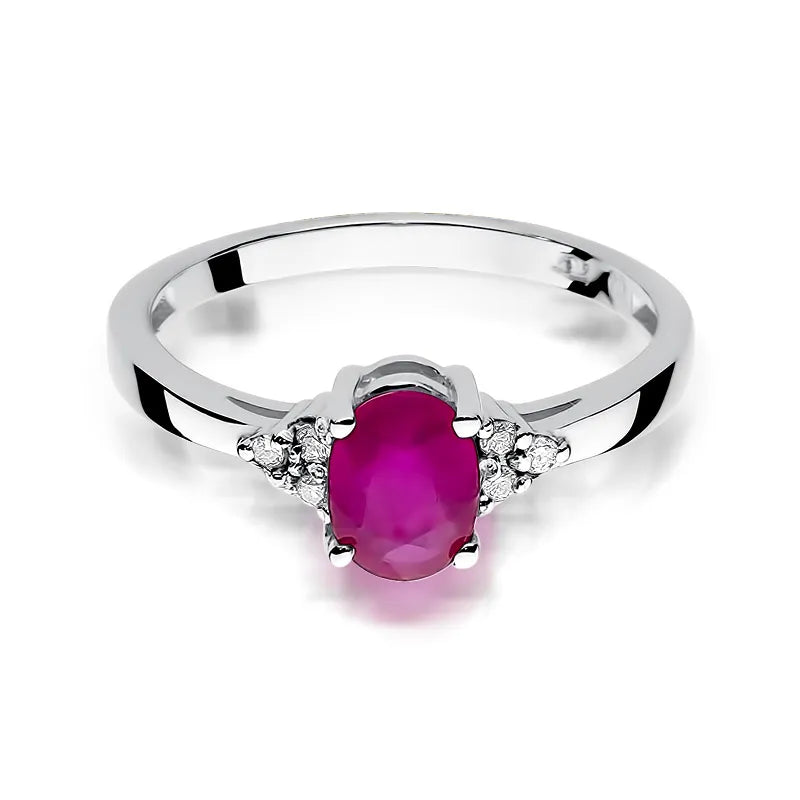 zlatý prsten s 1,00ct rubínem a 0,052ct diamanty w0308-rur-01