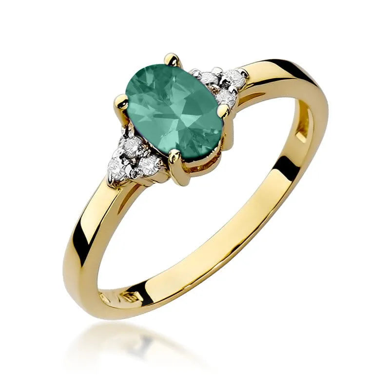 zlatý prsten s 0,80ct smaragdem a 0,052ct diamanty w0308-emg-01