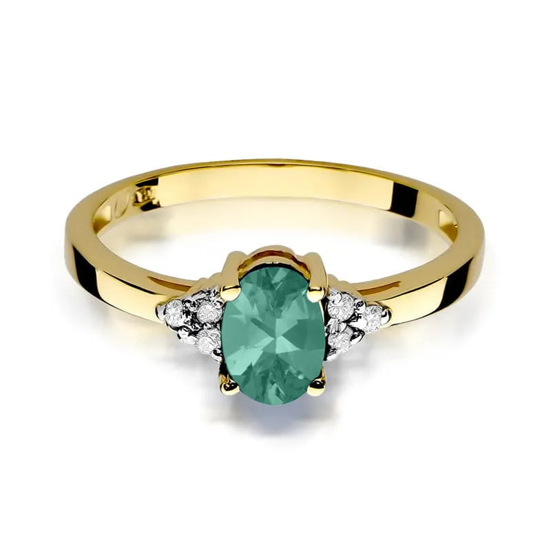 zlatý prsten s 0,80ct smaragdem a 0,052ct diamanty w0308-emg-01