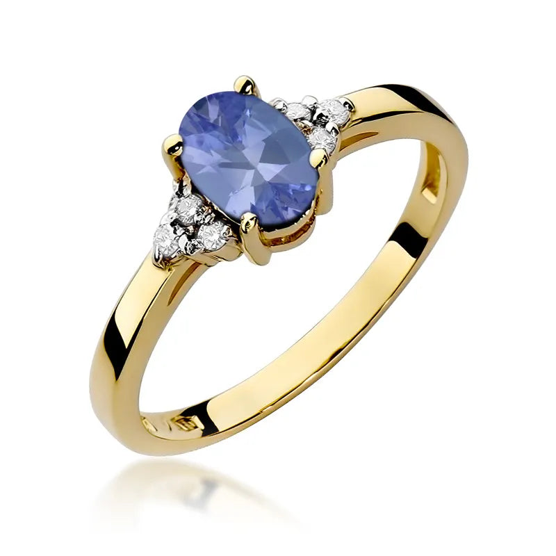 zlatý prsten s 0,70ct tanzanitem a 0,052ct diamanty w0308-tap-01
