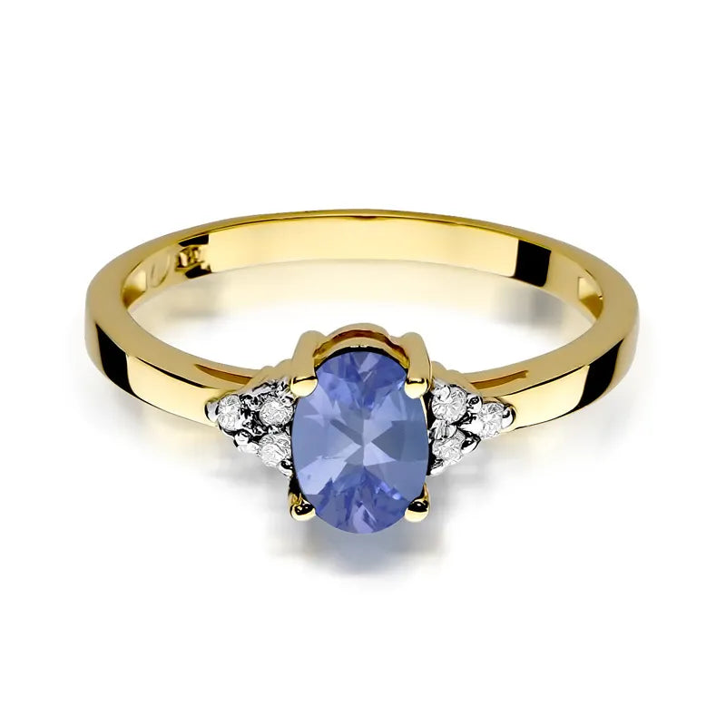 zlatý prsten s 0,70ct tanzanitem a 0,052ct diamanty w0308-tap-01