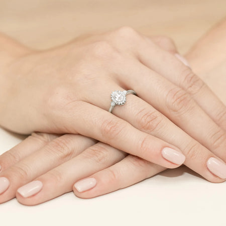 Zásnubní prsten s diamantem Lab-grown v 585 bílém zlatě