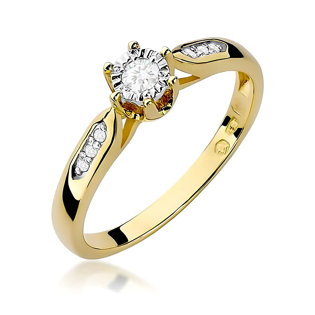 zlatý prsten s diamanty 0,08 ct a 0,052 ct w0328-diw-01