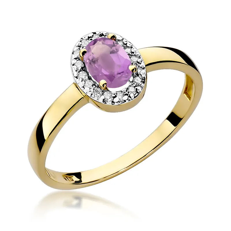 zlatý prsten s 0,40ct ametystem a 0,08ct diamanty w0330-amv-01