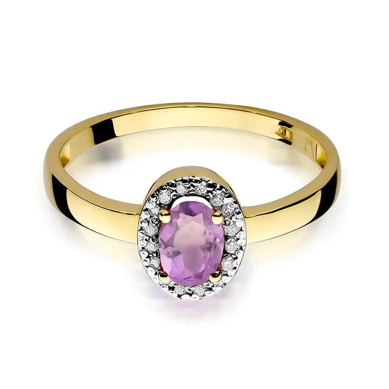 zlatý prsten s 0,40ct ametystem a 0,08ct diamanty w0330-amv-01