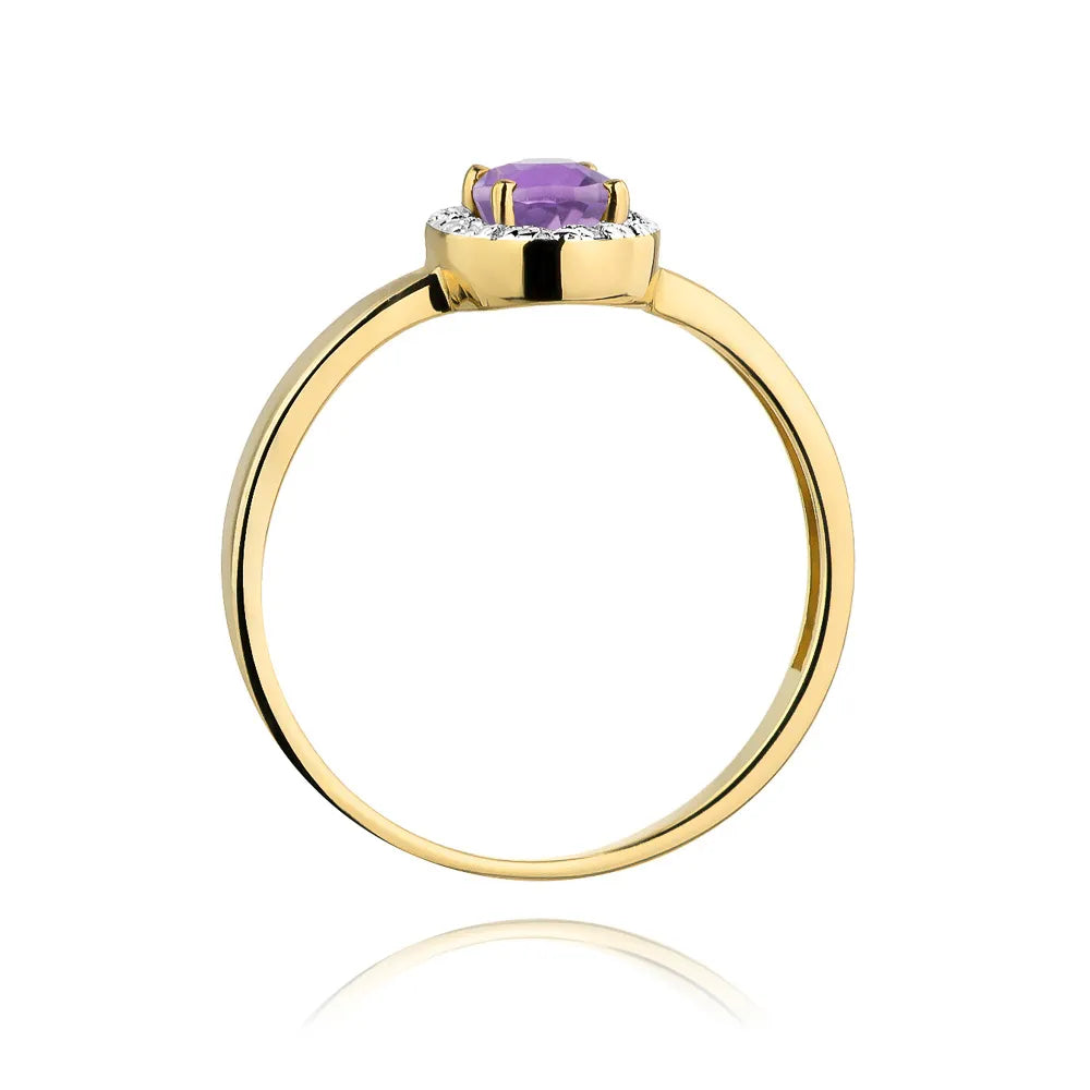 zlatý prsten s 0,40ct ametystem a 0,08ct diamanty w0330-amv-01