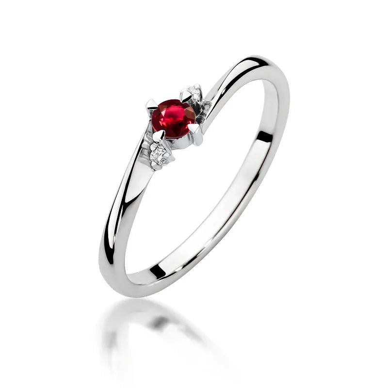 zlatý prsten s 0,15ct rubínem a 0,017ct diamanty w0346-rur-01