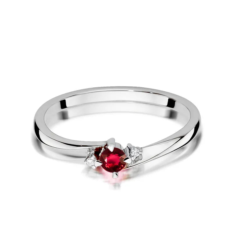 zlatý prsten s 0,15ct rubínem a 0,017ct diamanty w0346-rur-01