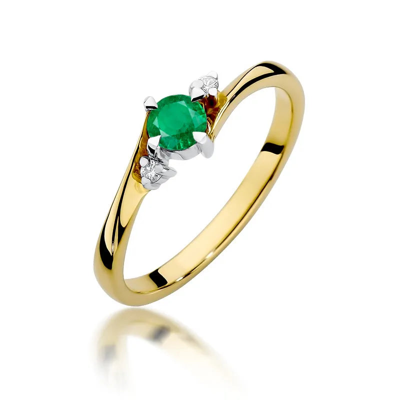 zlatý prsten s 0,30ct smaragdem a 0,029ct diamanty w0346-emg-02