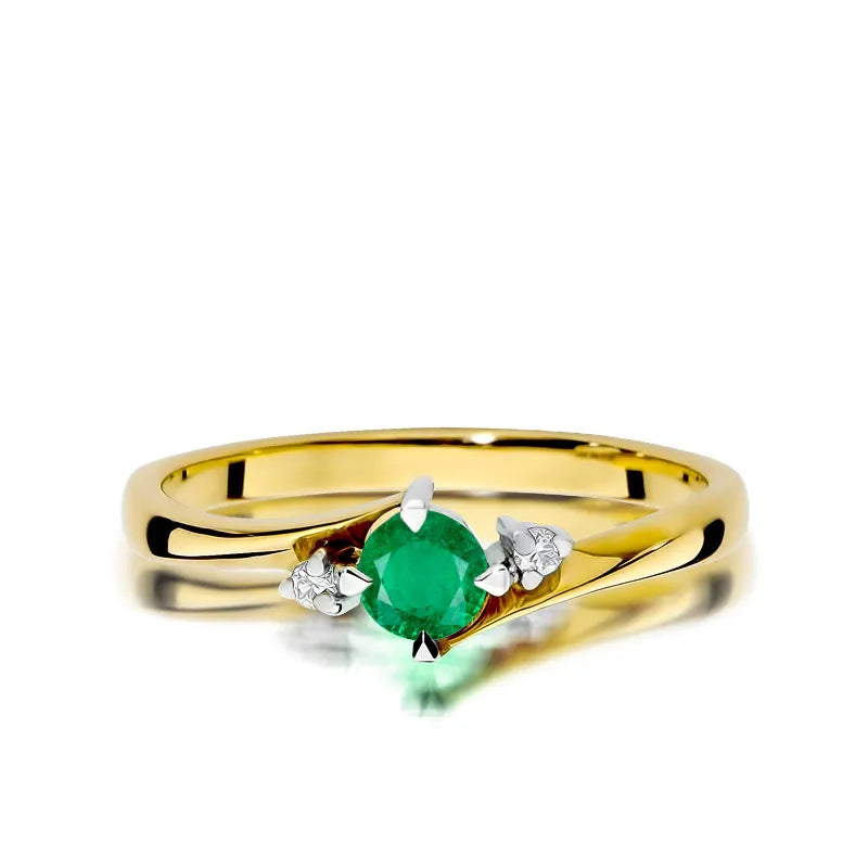 zlatý prsten s 0,30ct smaragdem a 0,029ct diamanty w0346-emg-02