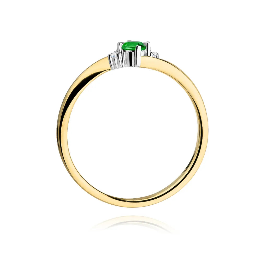 zlatý prsten s 0,30ct smaragdem a 0,029ct diamanty w0346-emg-02