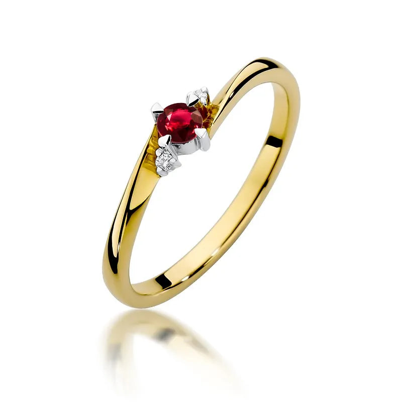 zlatý prsten s 0,15ct rubínem a 0,017ct diamanty w0346-rur-01