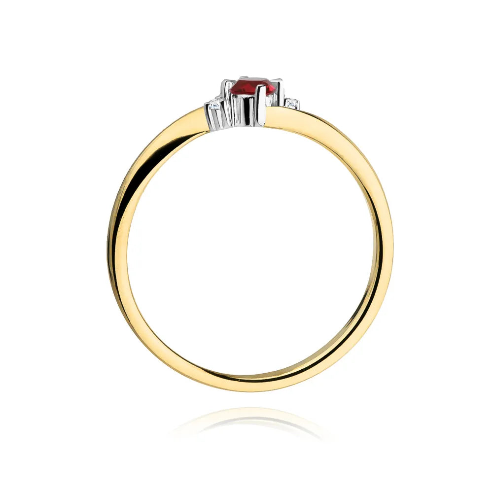 zlatý prsten s 0,15ct rubínem a 0,017ct diamanty w0346-rur-01