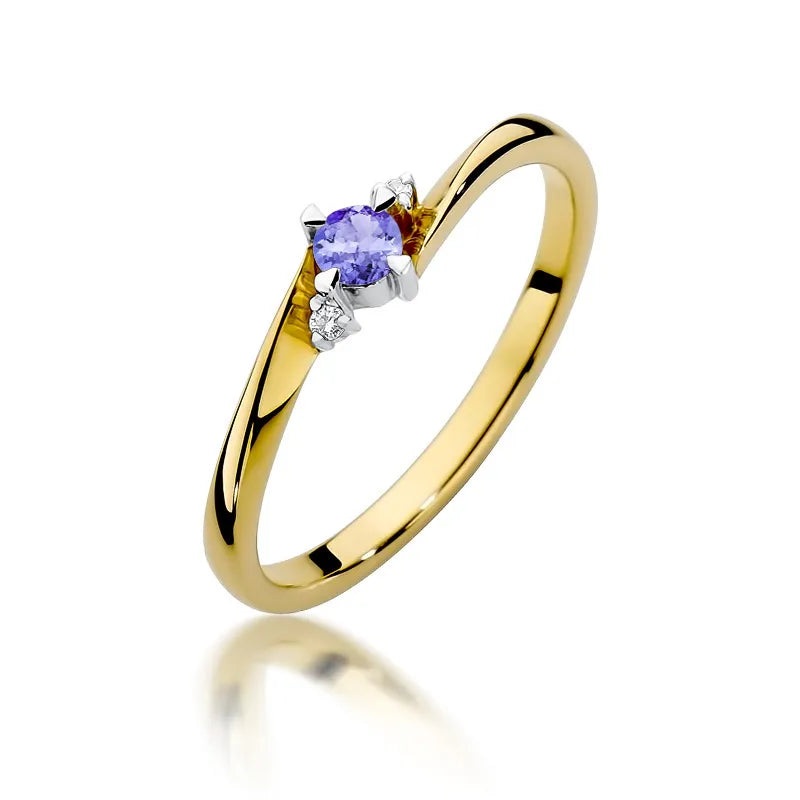 zlatý prsten s 0,15ct tanzanitem a 0,017ct diamanty w0346-tap-01
