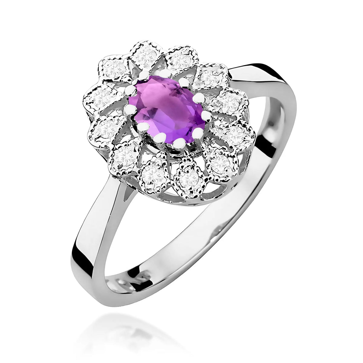 zlatý prsten s 0,40 ct ametystem a 0,103 ct diamanty w0354-amv-01
