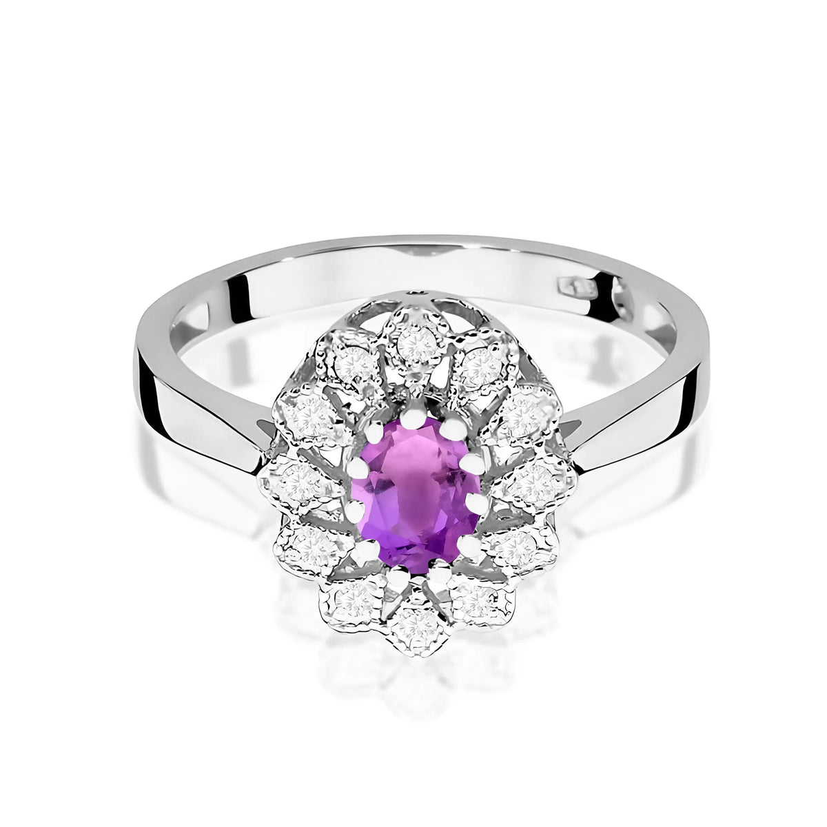zlatý prsten s 0,40 ct ametystem a 0,103 ct diamanty w0354-amv-01