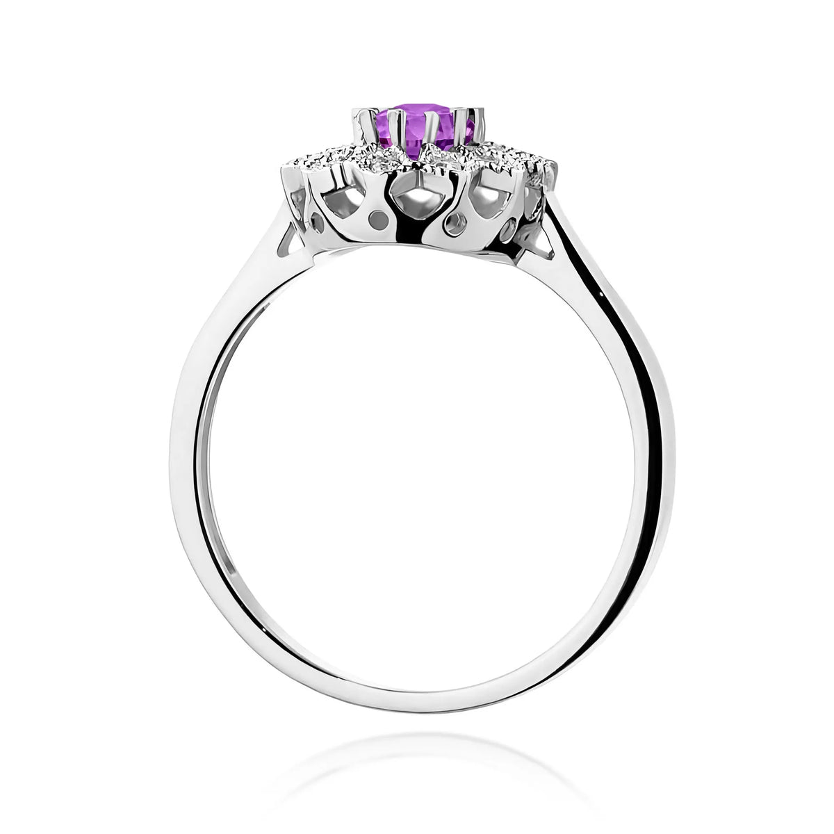zlatý prsten s 0,40 ct ametystem a 0,103 ct diamanty w0354-amv-01