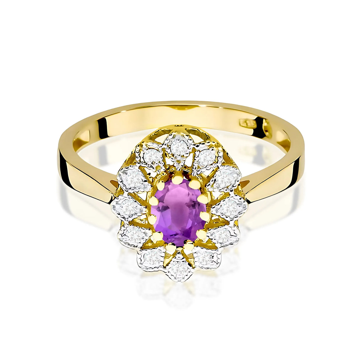 zlatý prsten s 0,40 ct ametystem a 0,103 ct diamanty w0354-amv-01